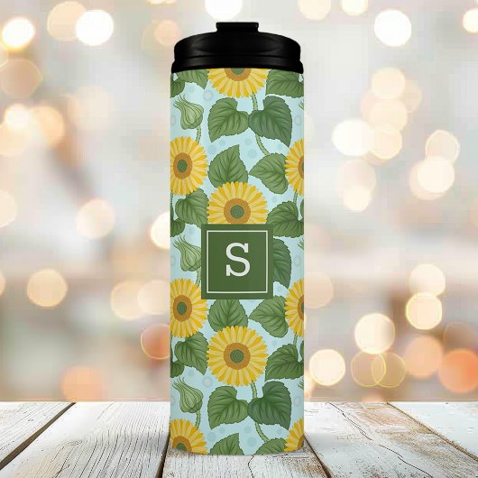 国素朴のヒマワリモノグラムのの模様 タンブラー