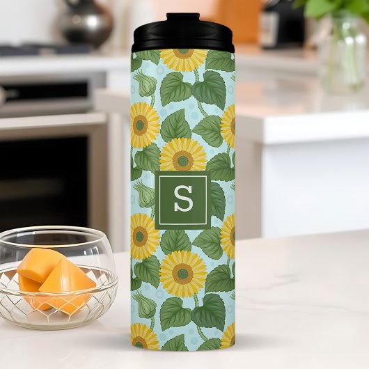 国素朴のヒマワリモノグラムのの模様 タンブラー