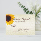 国素朴のヒマワリ渦巻き結婚式RSVPカード 出欠カード (スタンド正面)