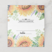 国素朴のヒマワリ結婚のテーブル座席表 プレイスカード (外部開封)