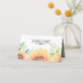 国素朴のヒマワリ結婚のテーブル座席表 プレイスカード (裏面)