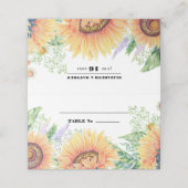 国素朴のヒマワリ結婚のテーブル座席表 プレイスカード (外部開封)