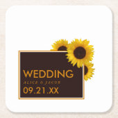 国素朴のヒマワリ – フローラ結婚ズ スクエアペーパーコースター (正面)