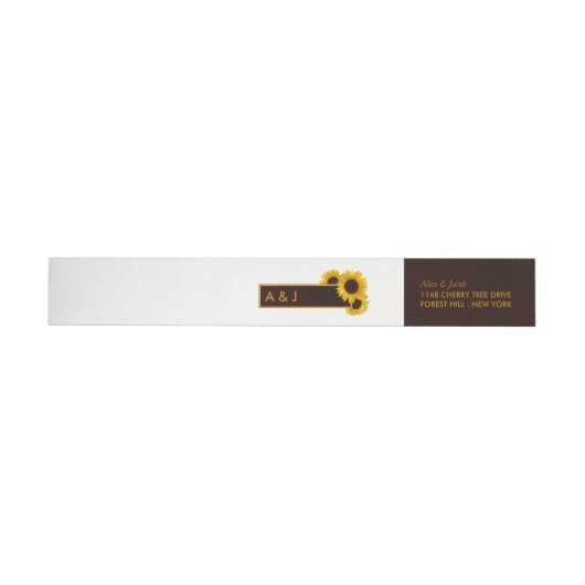 国素朴のヒマワリ – フローラ結婚ズ ラップアラウンドラベル (単一)