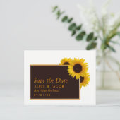 国素朴のヒマワリ – 結婚式日付を保存 ポストカード (スタンド正面)