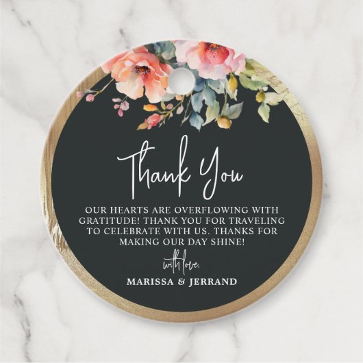 国素朴のフローラ金ゴールドフレーム結婚に感謝 フェイバータグ (正面)