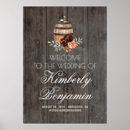 国素朴のワイン樽の結婚ウェルカムサイン ポスター
