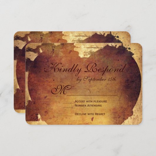 国素朴の動揺してハート結婚式RSVPカード 出欠カード (正面/裏面)