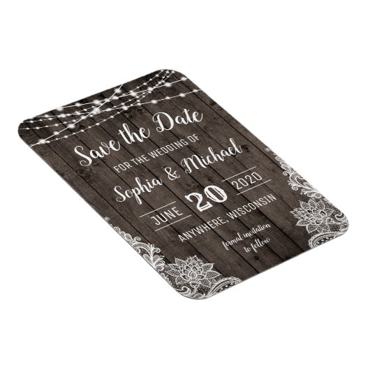 国素朴の木のレースの日付を保存 マグネット (右側)