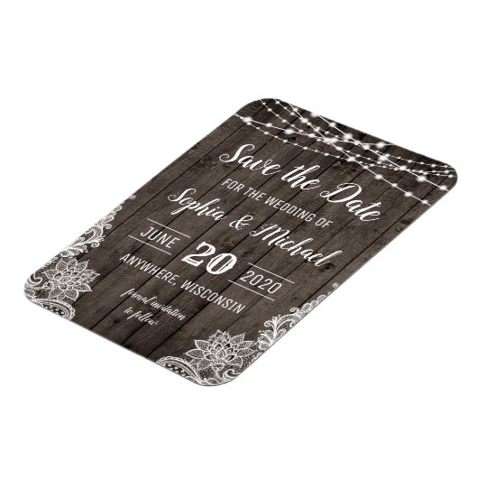 国素朴の木のレースの日付を保存 マグネット (左側)