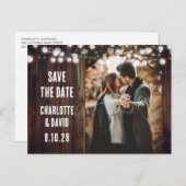 国素朴の木材ストリングラ結婚イトの写真 案内ポストカード (正面/裏面)