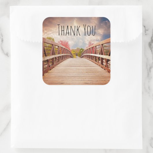 国素朴の木造の橋ありがとう スクエアシール (バッグ)