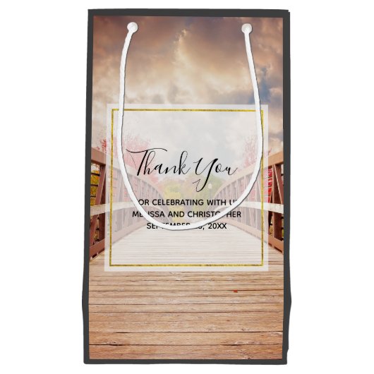 国素朴の木造の橋ありがとう スモールペーパーバッグ (正面)