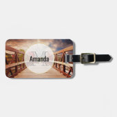 国素朴の木造の橋モノグラム ラゲッジタグ (正面横)