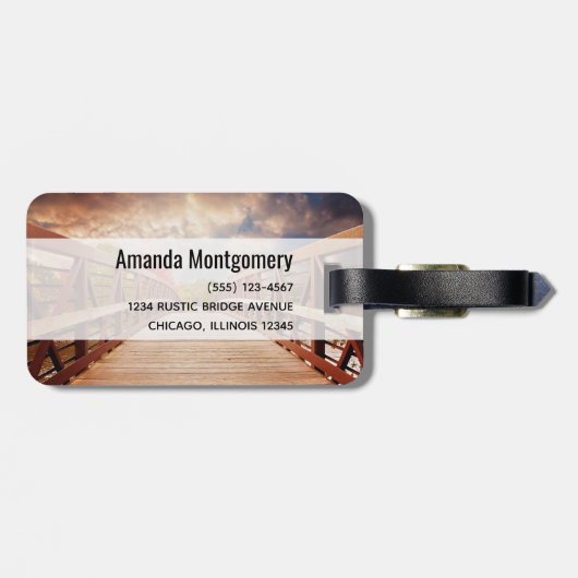 国素朴の木造の橋モノグラム ラゲッジタグ (裏面横)