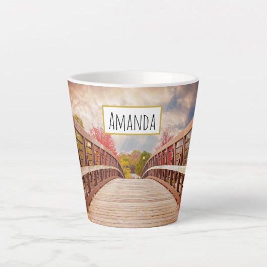 国素朴の木造の橋 カフェラテマグ (正面)