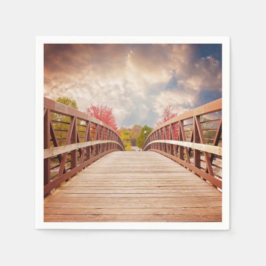 国素朴の木造の橋 スタンダードカクテルナプキン (正面)