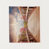 国素朴の木造の橋 タペストリー (正面)