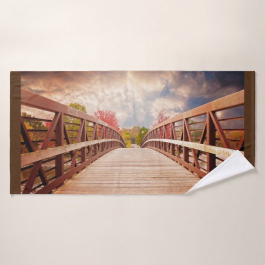 国素朴の木造の橋 バスタオルセット (バスタオル)