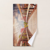 国素朴の木造の橋 バスタオルセット (ハンドタオル)