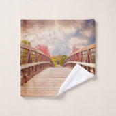 国素朴の木造の橋 バスタオルセット (ウォッシュタオル)