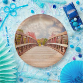 国素朴の木造の橋 ペーパープレート (パーティー)