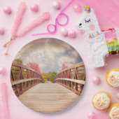 国素朴の木造の橋 ペーパープレート (パーティー)