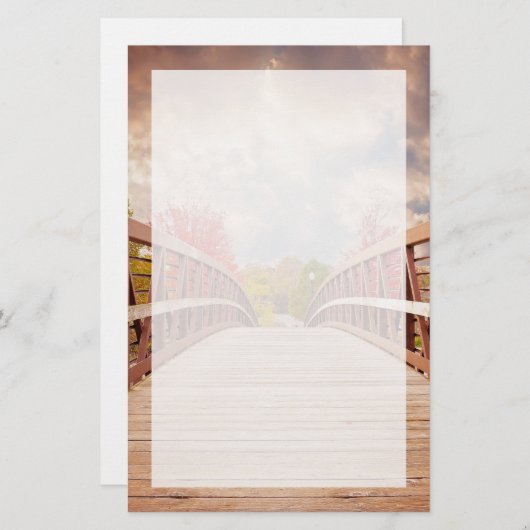 国素朴の木造の橋 便箋 (正面/裏面)