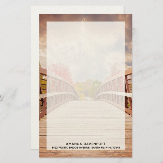 国素朴の木造の橋 便箋 (正面/裏面)