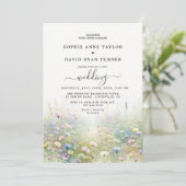 国素朴の水色のワイルドフラワー結婚ズ 招待状 (スタンド正面)