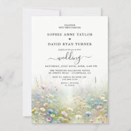 国素朴の水色のワイルドフラワー結婚ズ 招待状