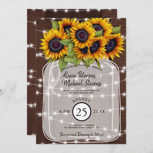 国素朴の納屋の木のヒマ結婚ワラ 招待状 (正面/裏面)