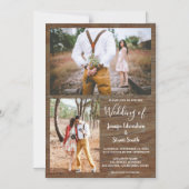 国素朴の納屋の木の写真の結婚コラージュ マグネット招待状 (正面)