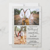 国素朴の納屋の木の写真の結婚コラージュ マグネット招待状 (正面)