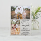 国素朴の納屋の木の写真の結婚コラージュ 招待状 (スタンド正面)