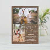 国素朴の納屋の木の写真の結婚コラージュ 招待状 (スタンド正面)