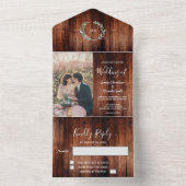 国素朴の納屋の木材モノグラム結婚写真 オールインワン招待状 (内側)