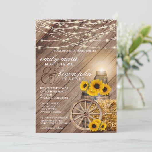 国素朴の結婚式とひまわり 招待状 (スタンド正面)
