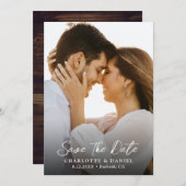 国素朴の結婚式の写真日付カードを保存 セーブザデート (正面/裏面)