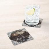 国素朴の結婚式の日付コースターを保存 スクエアペーパーコースター (インサイチュ)