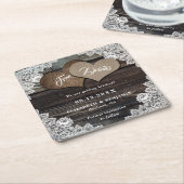 国素朴の結婚式の日付コースターを保存 スクエアペーパーコースター (アングル)