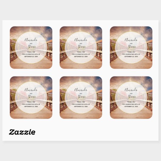 国素朴の結婚式の木造の橋 スクエアシール (シート)