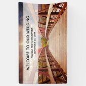 国素朴の結婚式の木造の橋 横断幕 (縦)