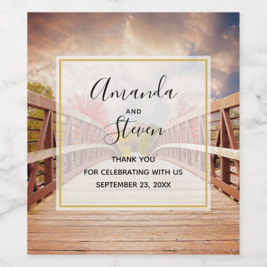 国素朴の結婚式の木造感謝してい橋 ワインラベル (シングルラベル)