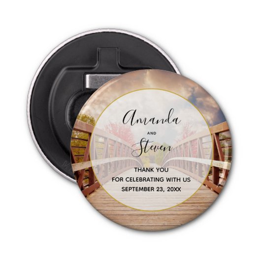 国素朴の結婚式の木造感謝してい橋 栓抜き (正面)