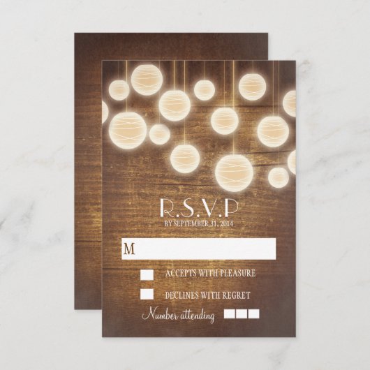 国素朴の結婚式のRSVPカード 出欠カード (正面/裏面)