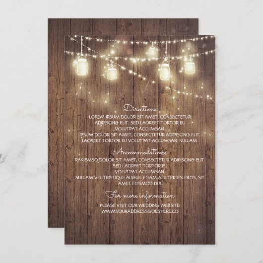 国素朴の結婚式詳細 – 情報 エンクロージャーカード (正面/裏面)