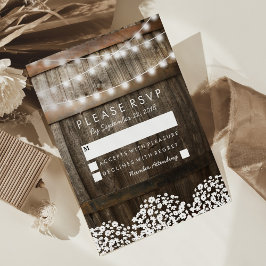 国素朴の結婚式RSVP |光源の文字列 出欠カード