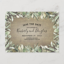 国素朴の緑の枠の日付の保存 案内ポストカード