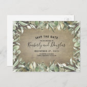 国素朴の緑の枠の日付の保存 案内ポストカード (正面/裏面)